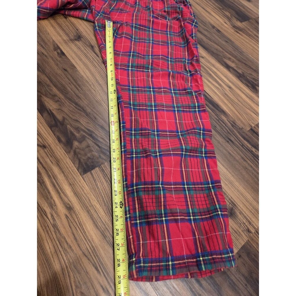 Lands’ End Red Plaid Flannel Pajama Set XL Cotton Button Up PJs Holiday - Picture 6 of 8